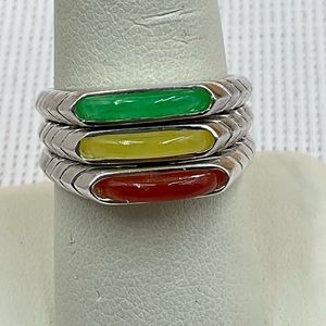 Thai Sterling Silver Jade Rings
